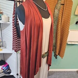 Rust Sleeveless Drape Kimono Vest Outerwater